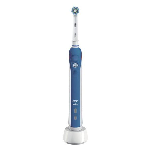 Brosse à dents électrique Oral-B Pro 2 2000N CrossAction Waterproof Bleu Batterie rechargeable - Smilewhitestrips.fr