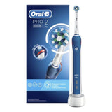Brosse à dents électrique Oral-B Pro 2 2000N CrossAction Waterproof Bleu Batterie rechargeable - Smilewhitestrips.fr