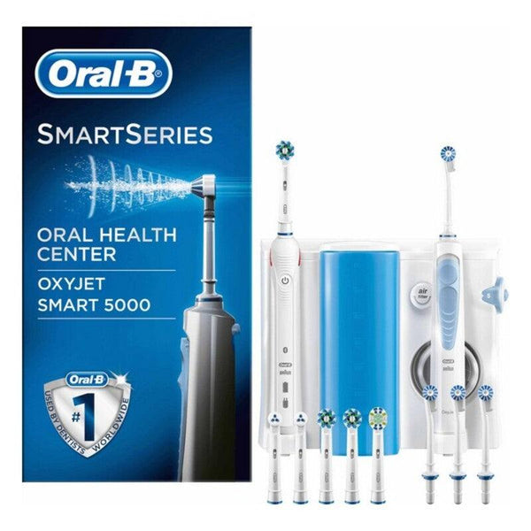 Brosse à dents électrique + Hydropulseur dentaire Oral-B SMART5000+OXYJET Bluetooth Blanc - Smilewhitestrips.fr
