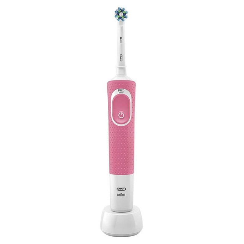 Brosse à dents électrique Oral-B Vitality D100 Cross Action Blanc Rose - Smilewhitestrips.fr
